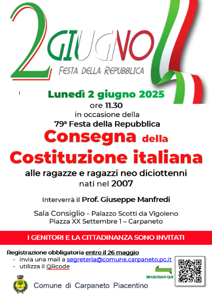 Consegna della Costituzione ai diciottenni Consegna della Costituzione ai diciottenni