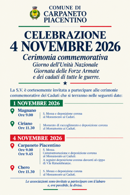 Celebrazione 4 novembre 2026