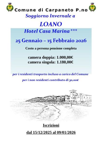 Soggiorno marino invernale a Loano (SV)