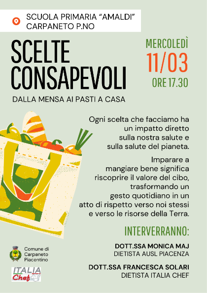 Scelte consapevoli: dalla mensa ai pasti a casa. Incontro di Educazione alimentare 