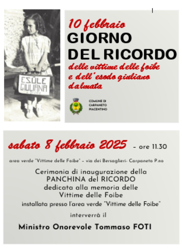 SCS locandina Giorno Ricordo 2025 panchina + FOTI