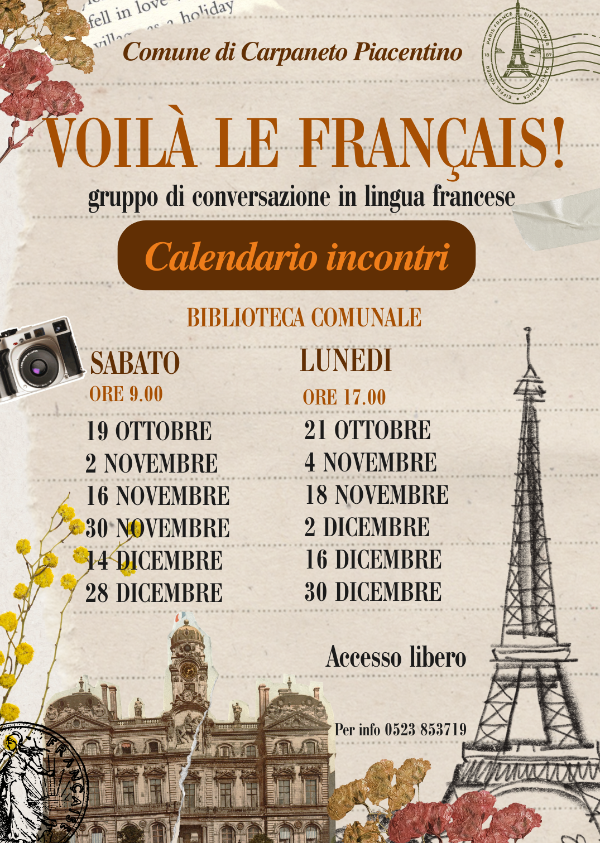 SCS Gruppi Conversazione Francese - Calendario Autunno 2024