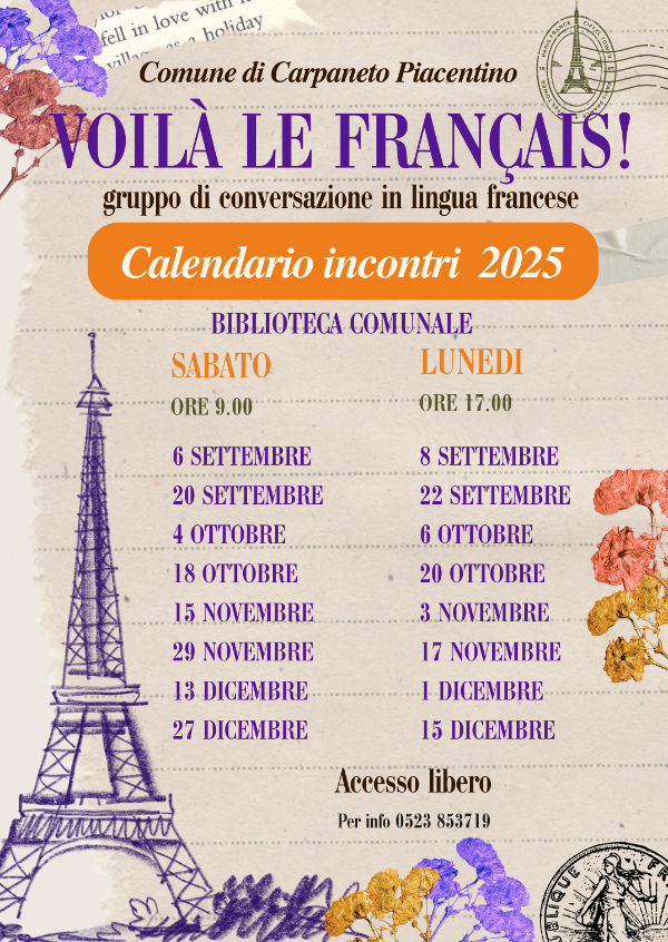 SCS Gruppi Conversazione Francese - Calendario Autunno 2025