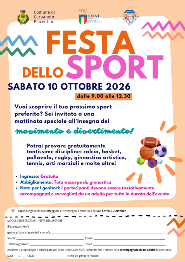 Festa dello Sport 2026 - Locandina ISCRIZIONI