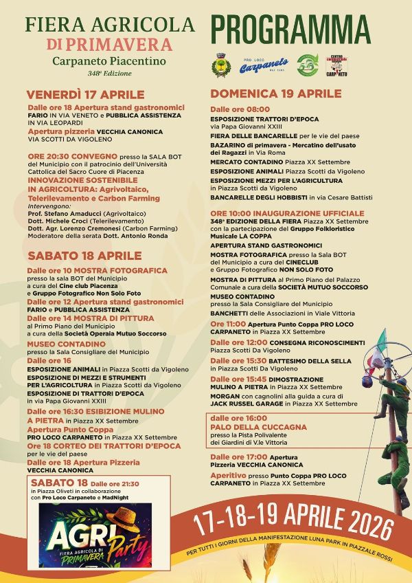 FIERA AGRICOLA 2026 PROGRAMMA